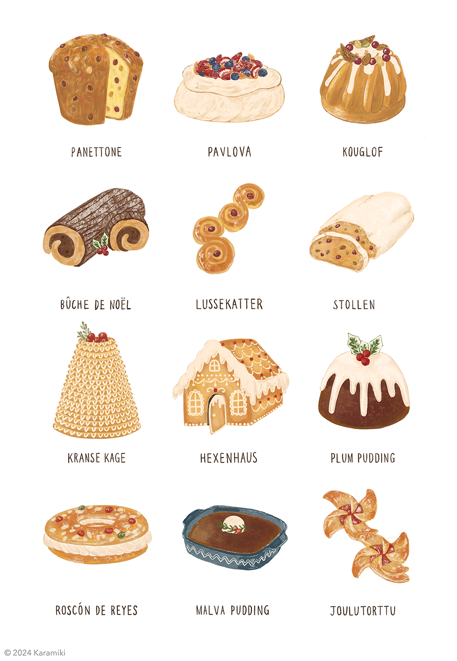 クリスマスの予感、イヌとネコのドライバーのイラスト