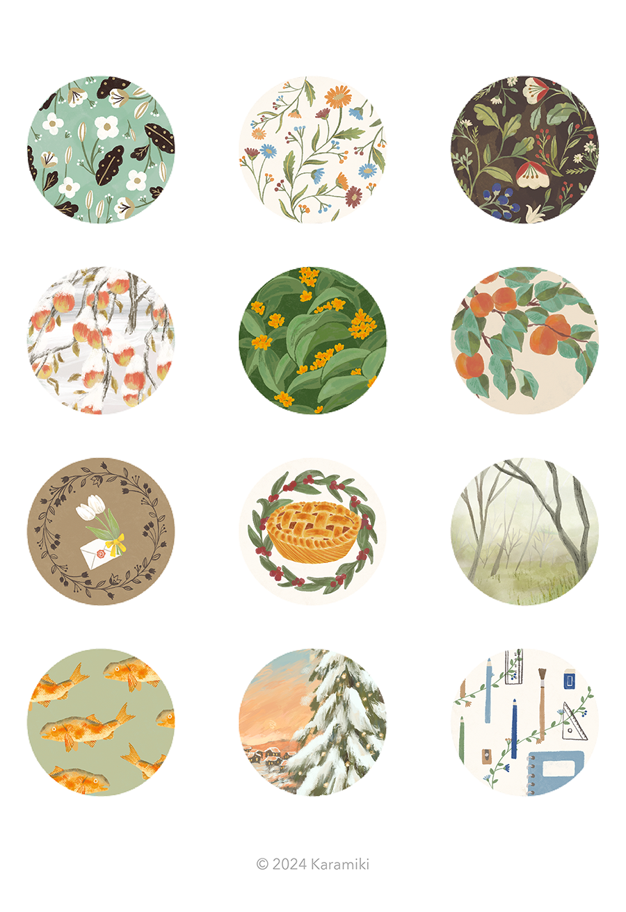 花柄・植物パターンイラスト