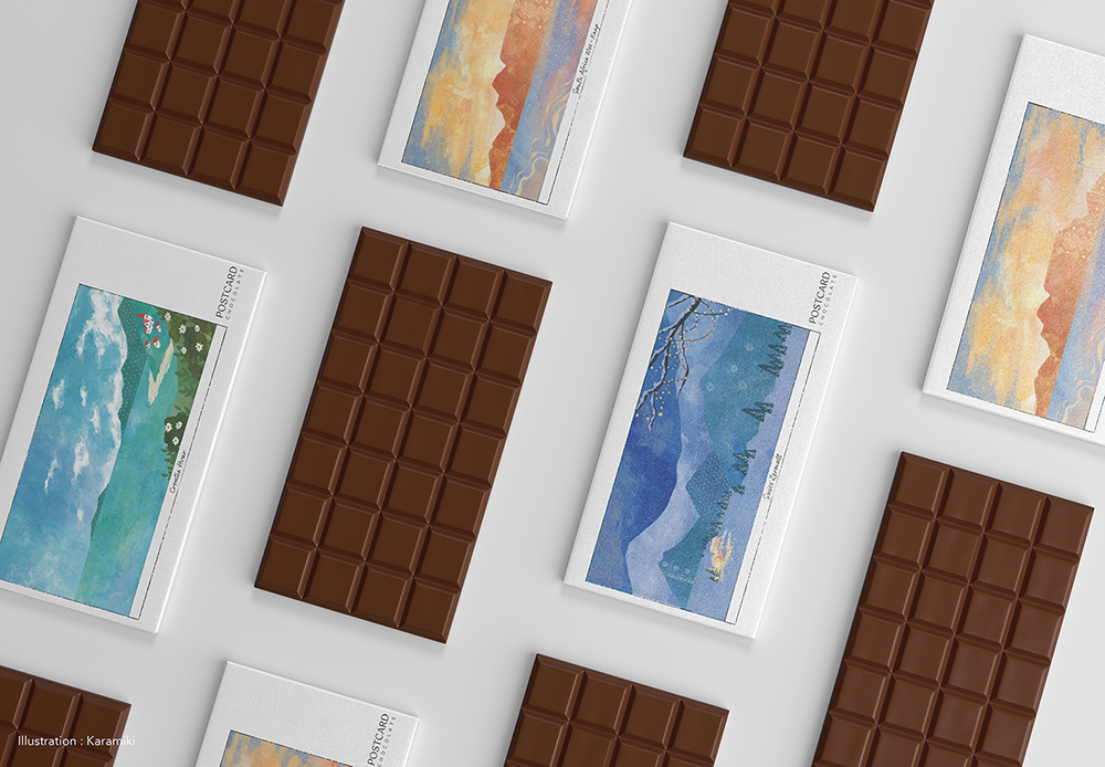 ポストカードチョコレート、クロアチア、スイス、南アフリカ